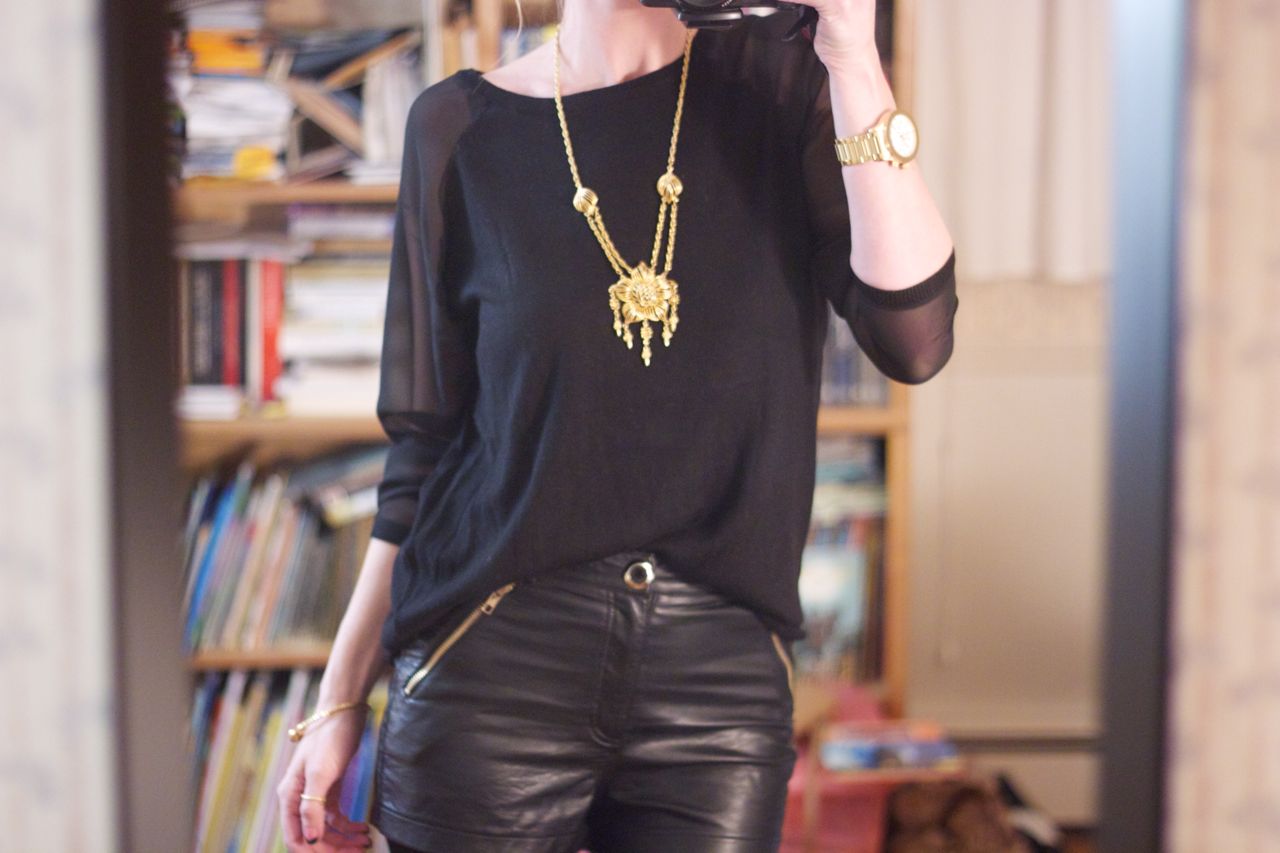 leather shorts