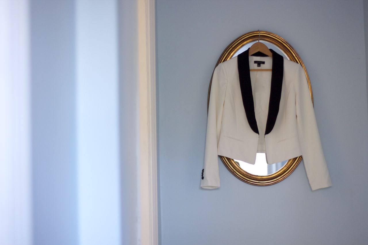black and white blazer