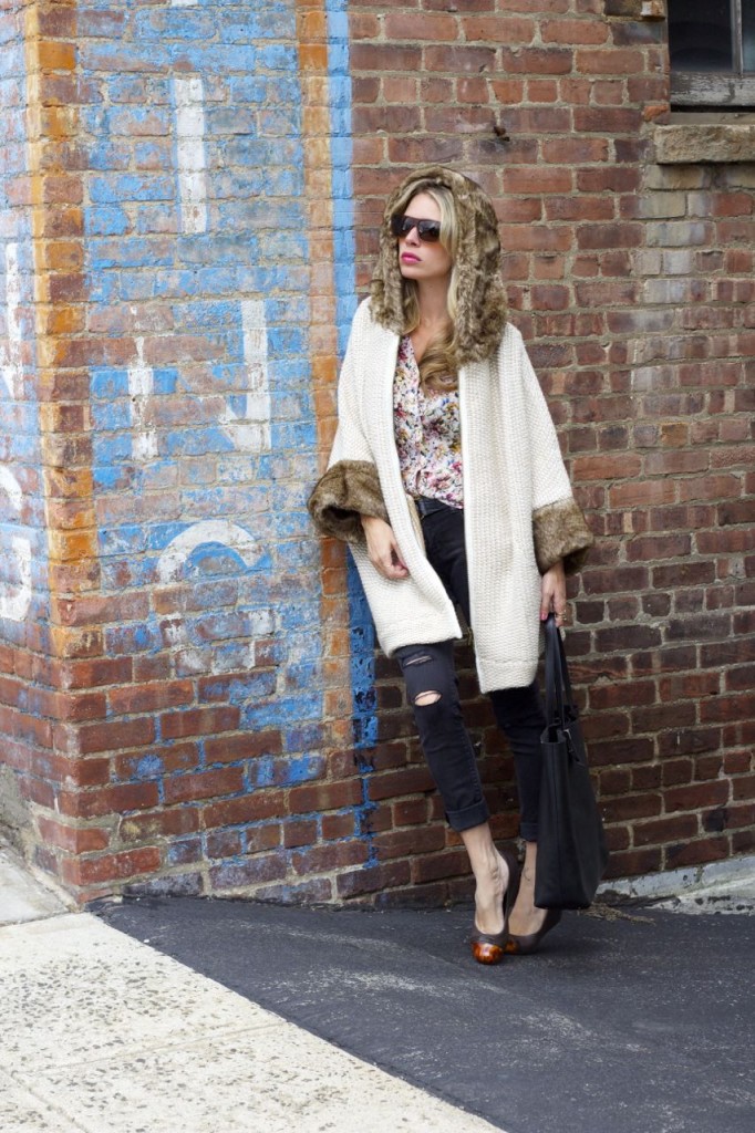 faux fur cardigan