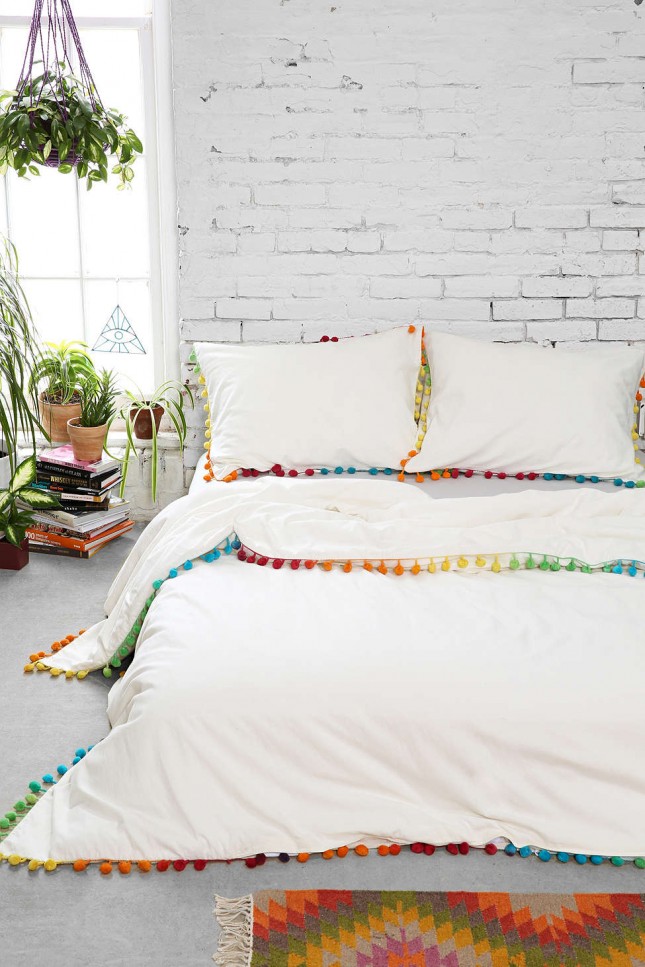 diy tassel bedding rainbow