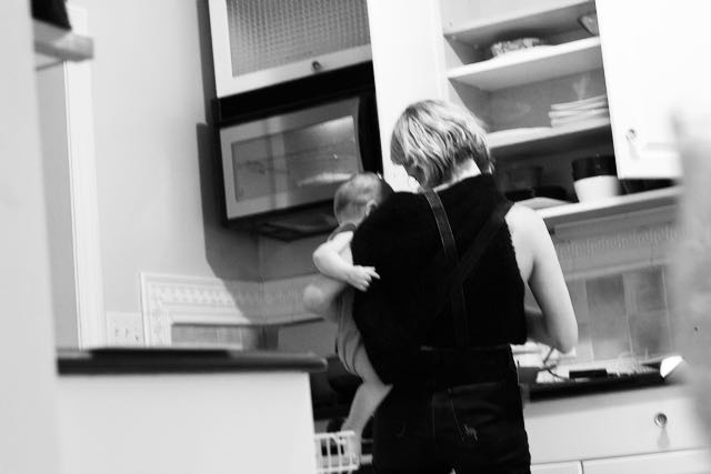 mom and baby in kitchen