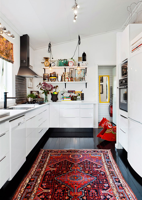 vintage rug kitchen black floor