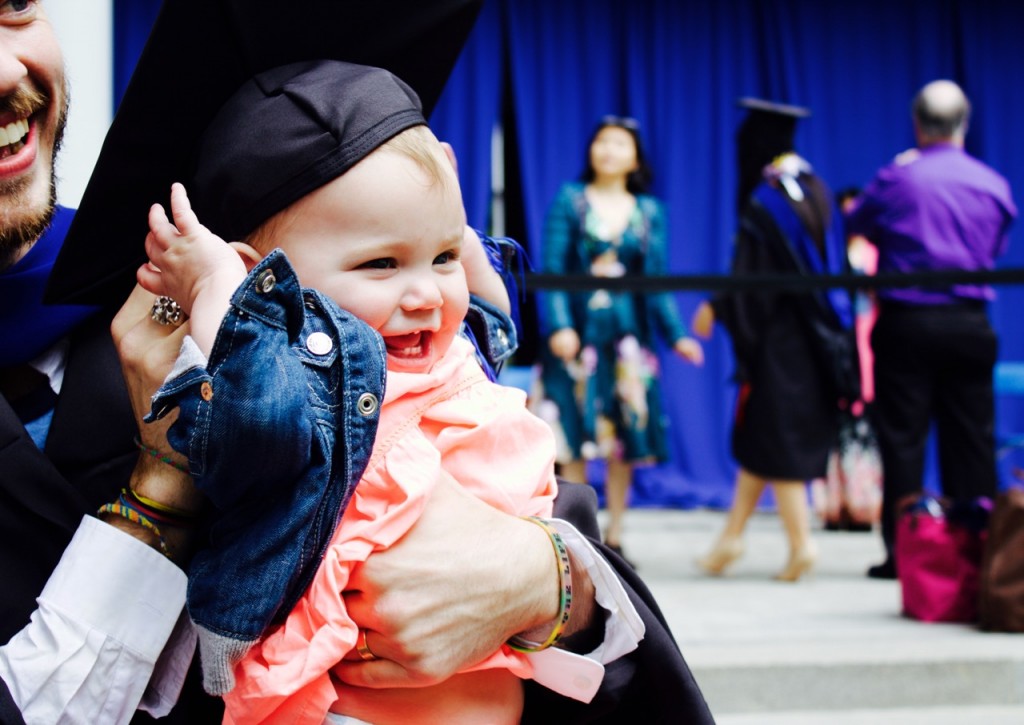 baby at graduation