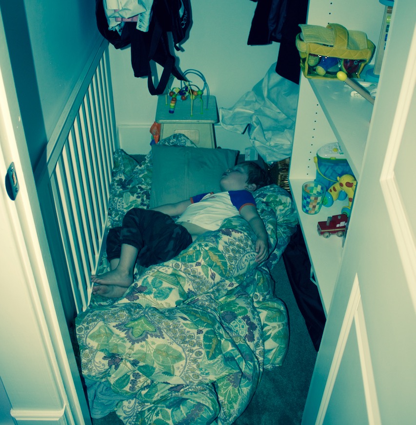 asleep in a closet