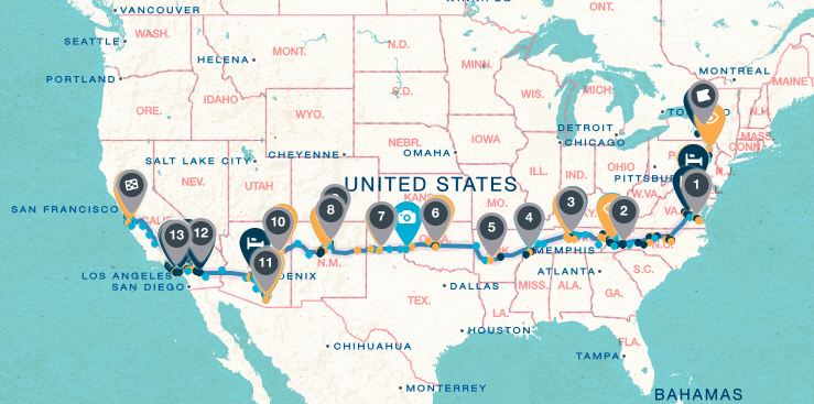 map cross country route trip itinerary