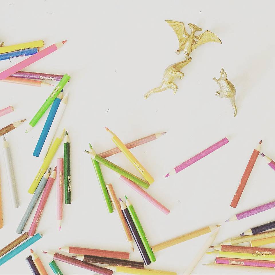 colored pencils gold paint