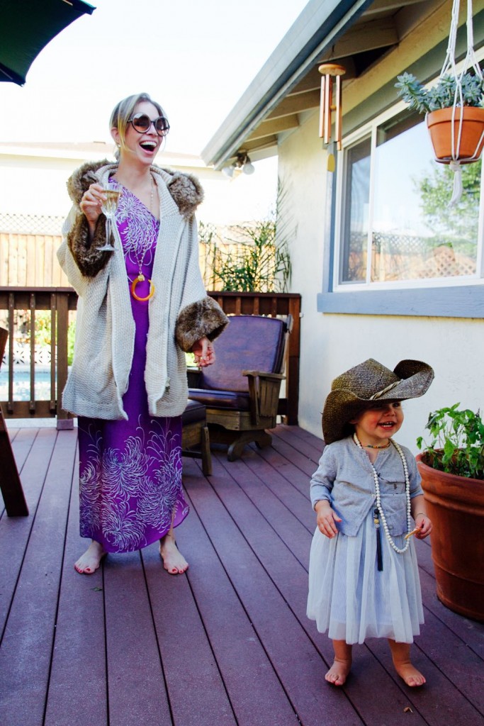 Jordan Reid and daughter in '70s inspired clothing