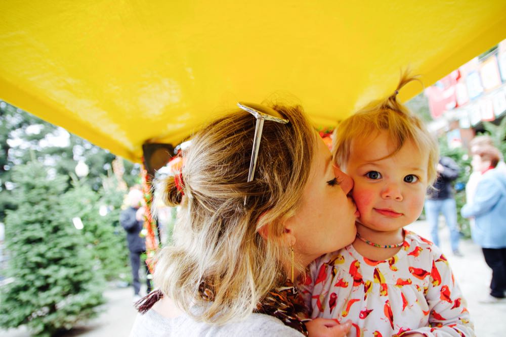 Kissing the baby in the sunshine