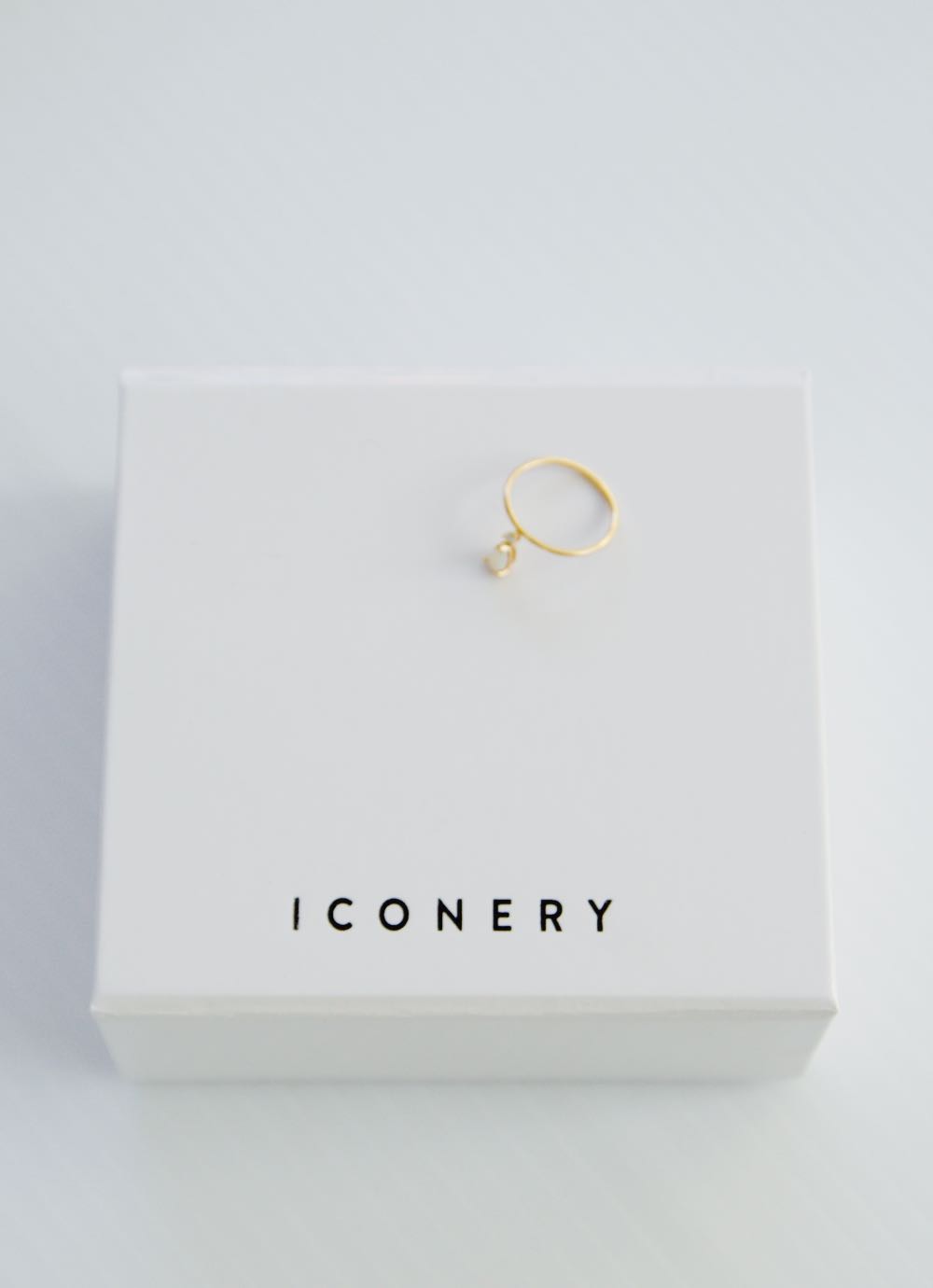 Iconery Katie Diamond opal and diamond stacking ring in yellow gold