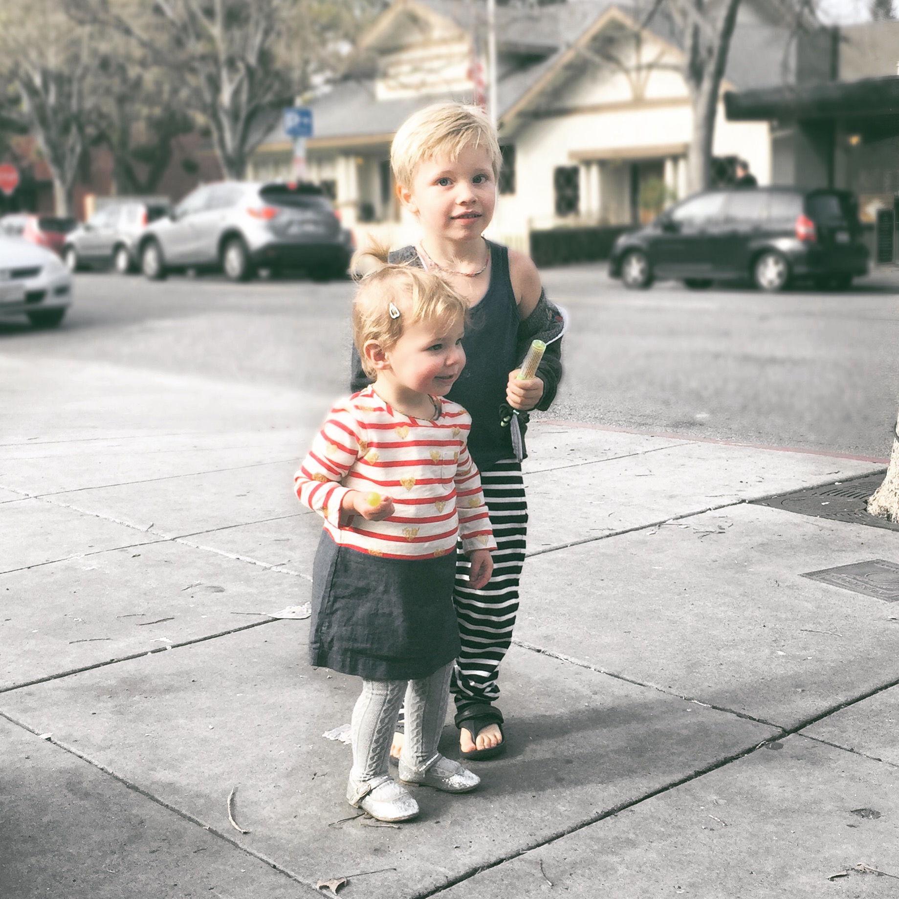 BabyGap denim and gold heart striped dress
