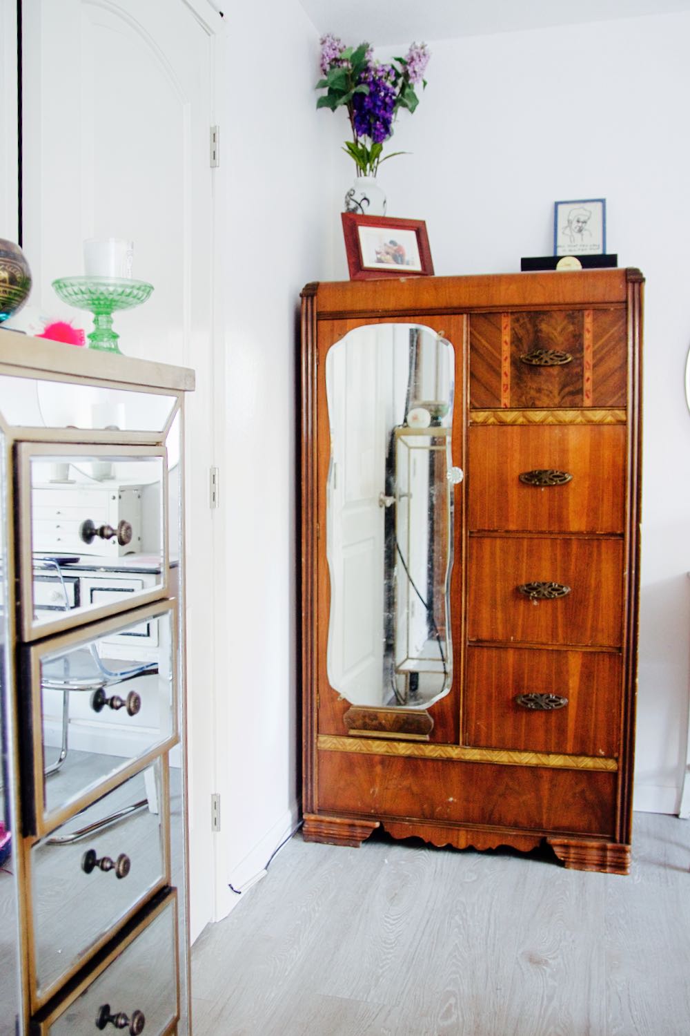 1930s Art Deco antique wood wardrobe