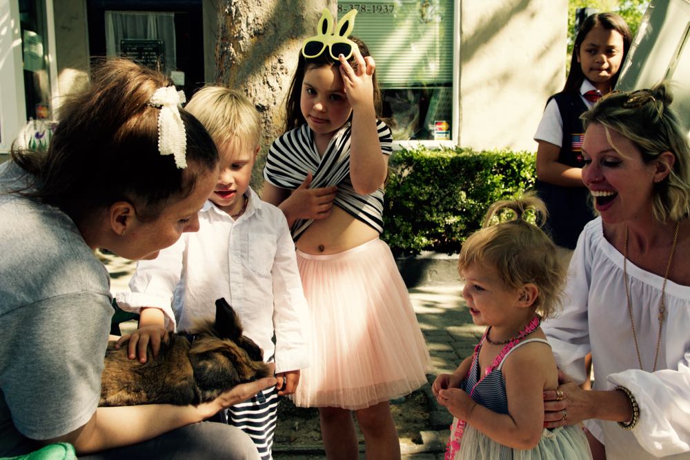 Petting a bunny on Easter Sunday