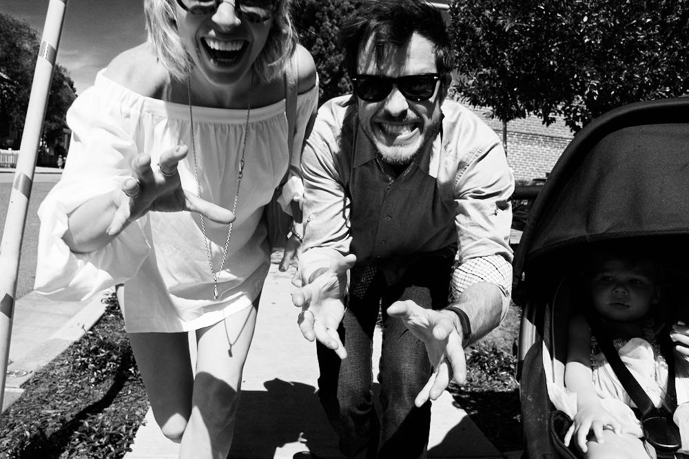 Jordan Reid and her husband Kendrick Strauch in a black and white shot