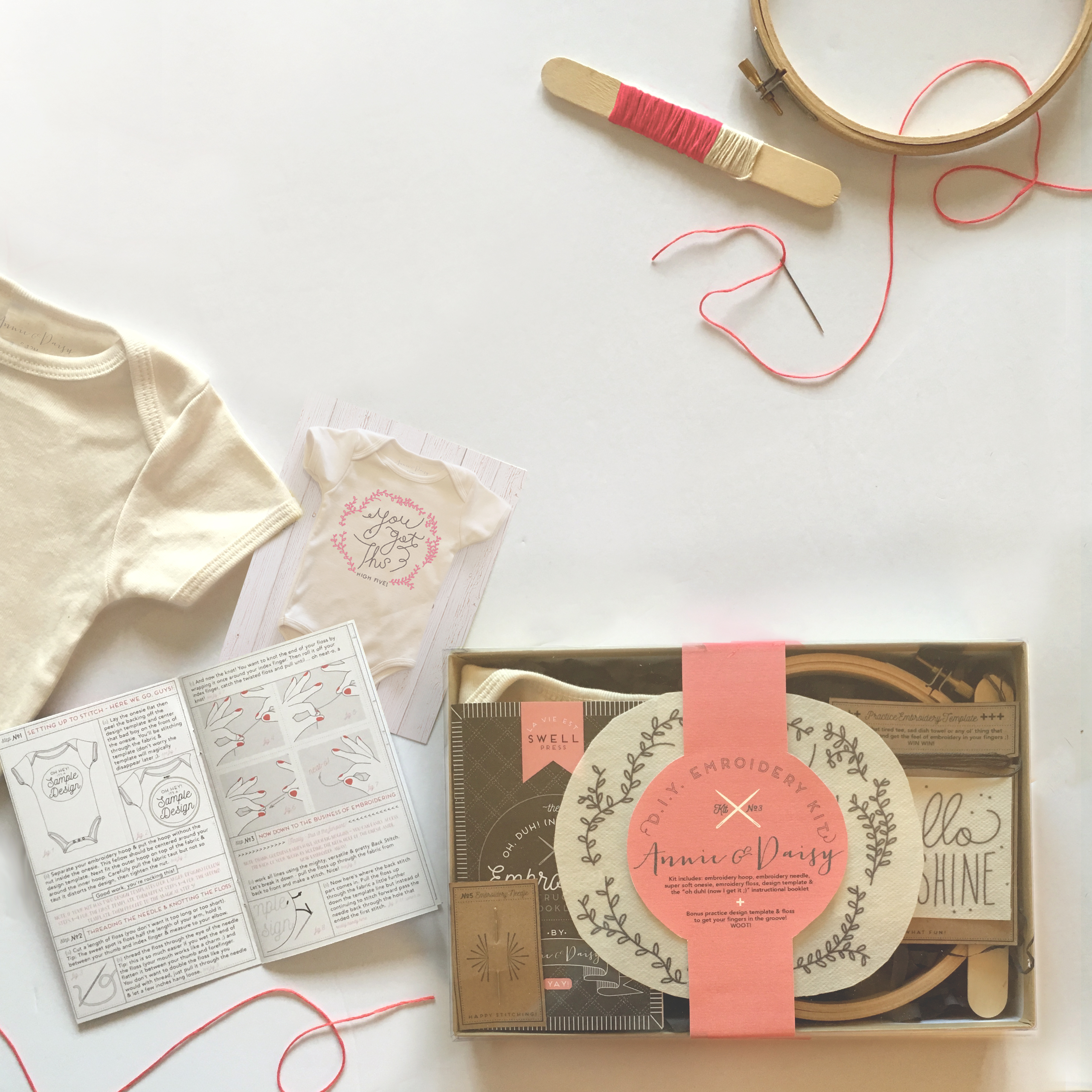 DIY onesie embroidery kit for new moms