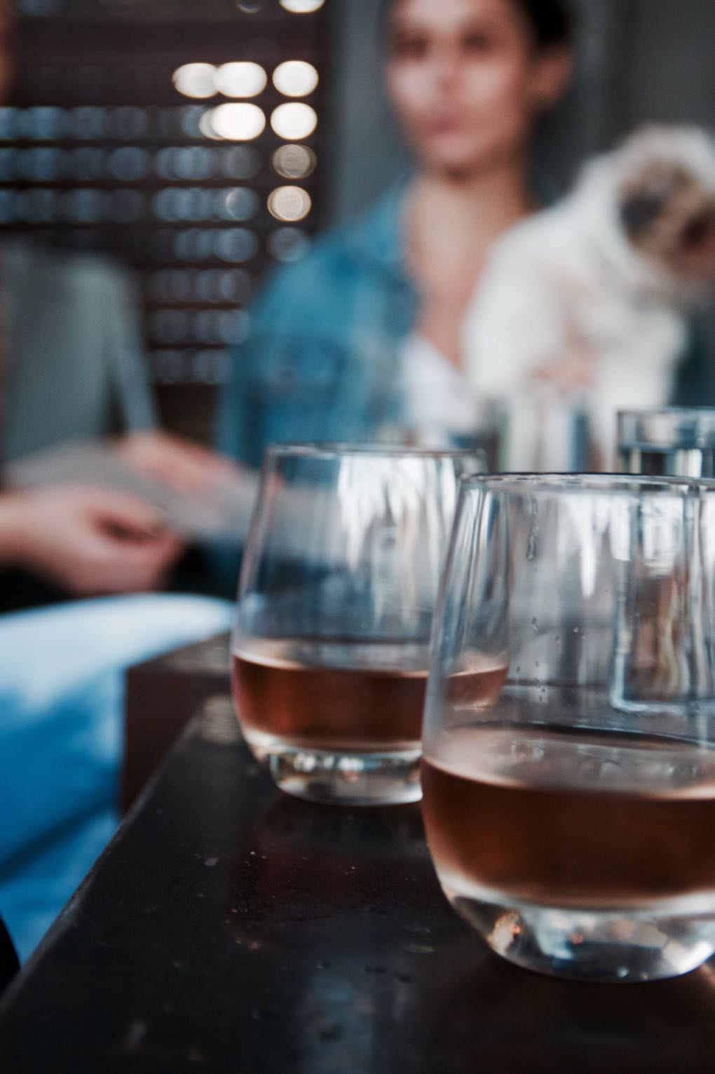rose glasses at a venice beach wine bar