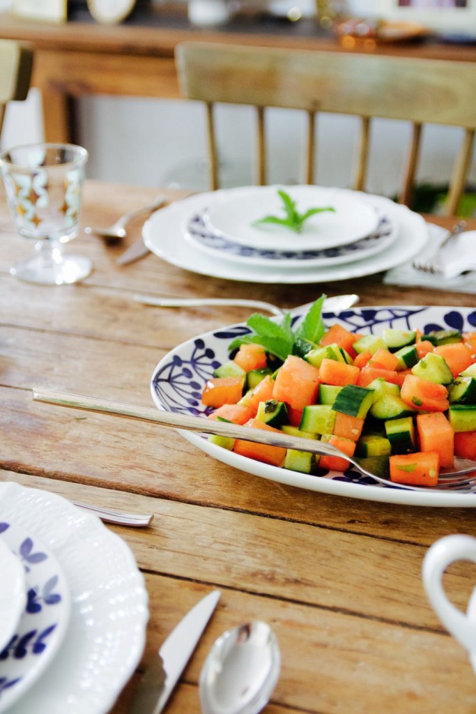 Cucumber and watermelon salad with hoisin dressing