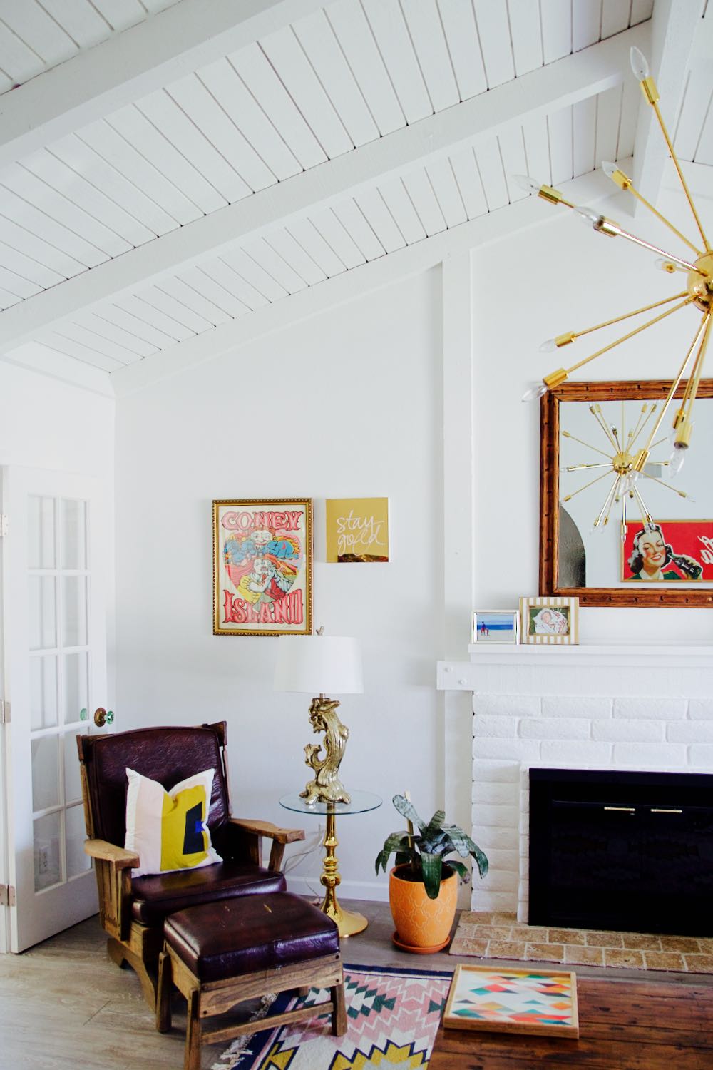 Rustic living room with exposed dark beams
