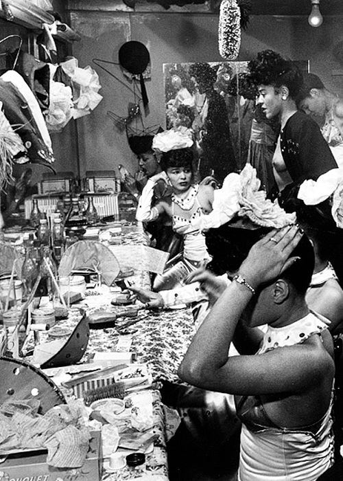New Orleans 1940s showgirls getting ready backstage
