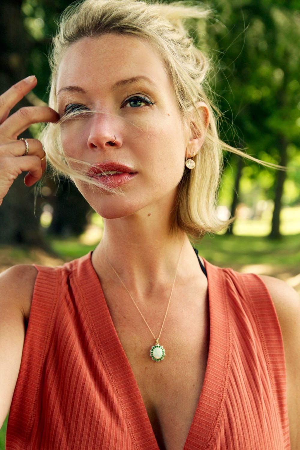 Giveaway of a diamond opal and emerald necklace