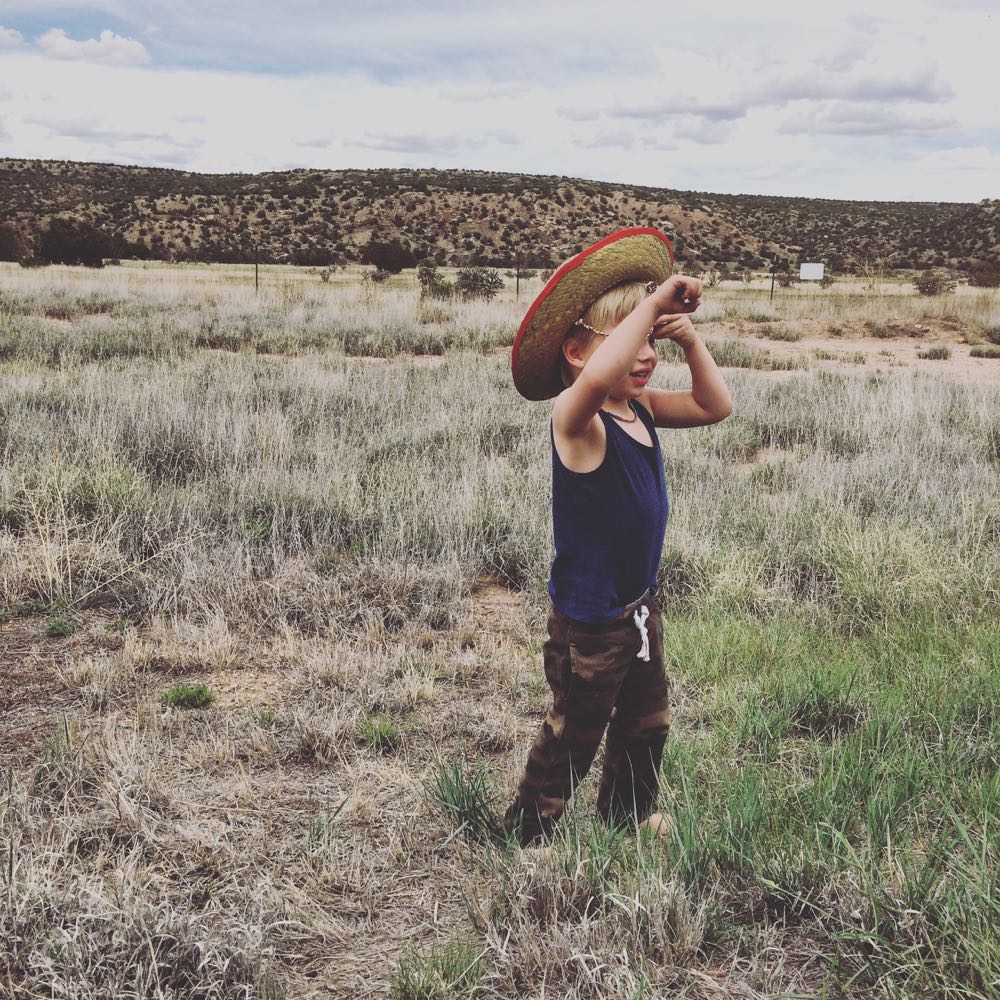 Little boy on a road trip