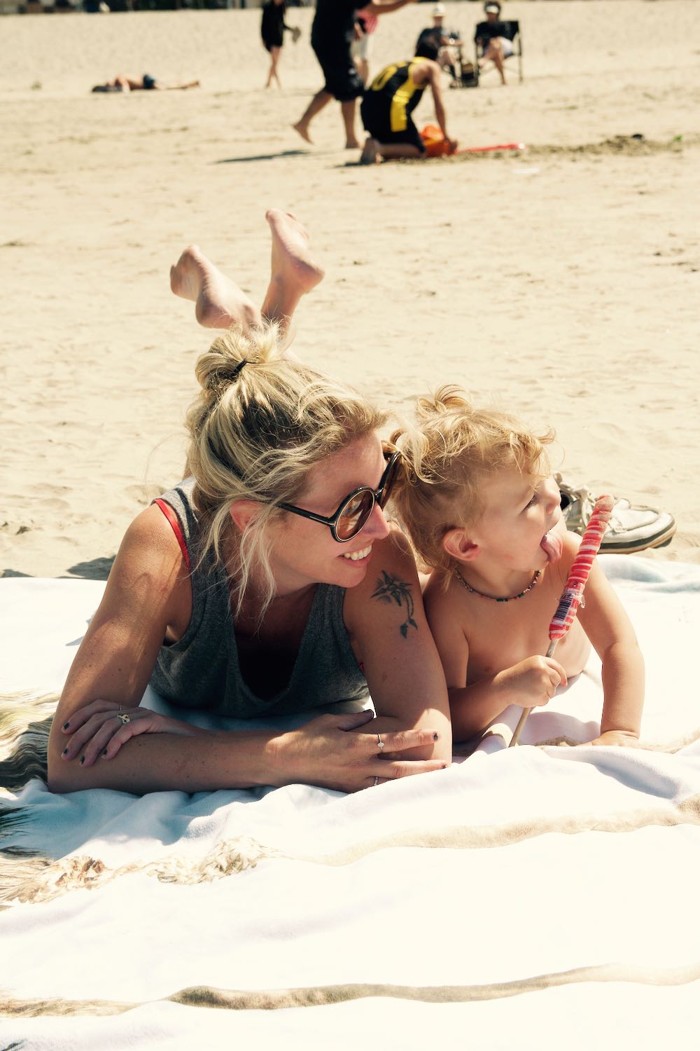 Beach in Monterey Bay with kids