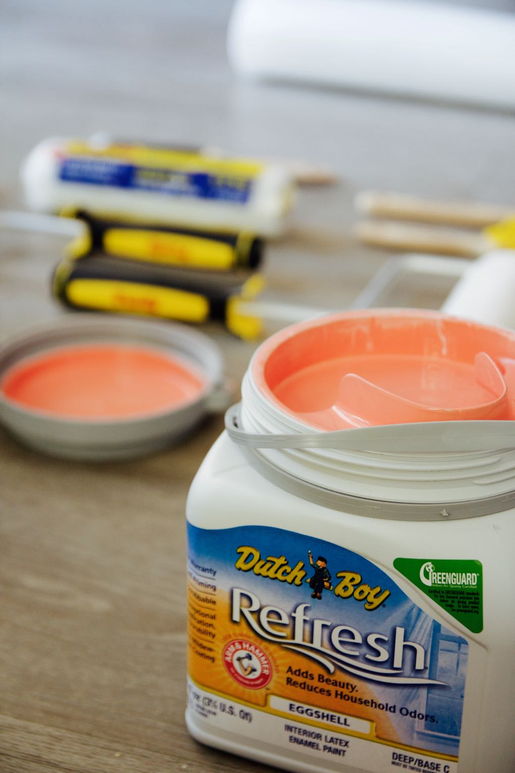 coral clay paint perfect for a small bathroom