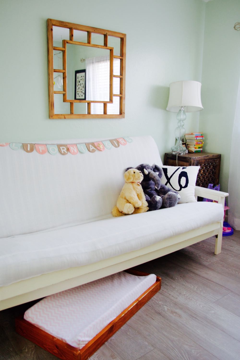 White and mint green little girl's room