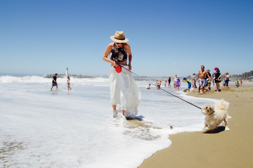 long white chiffon skirt on the beach