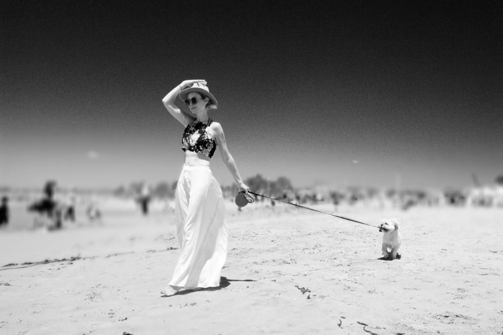 long white skirt at the beach