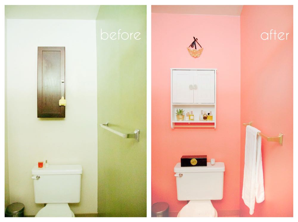 transform a small bathroom using a single bright color