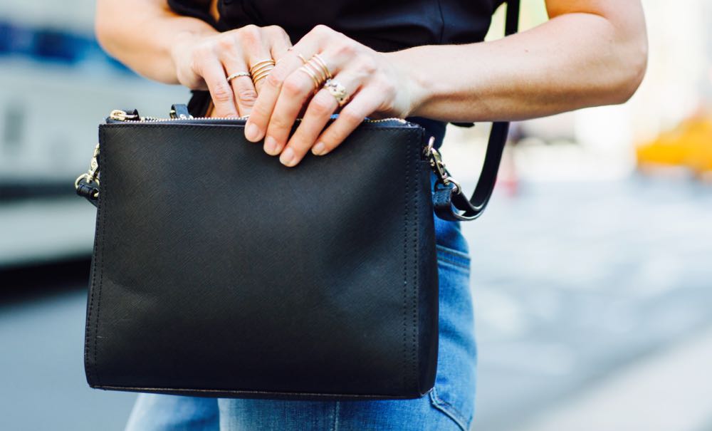 lo and sons pearl crossbody in black