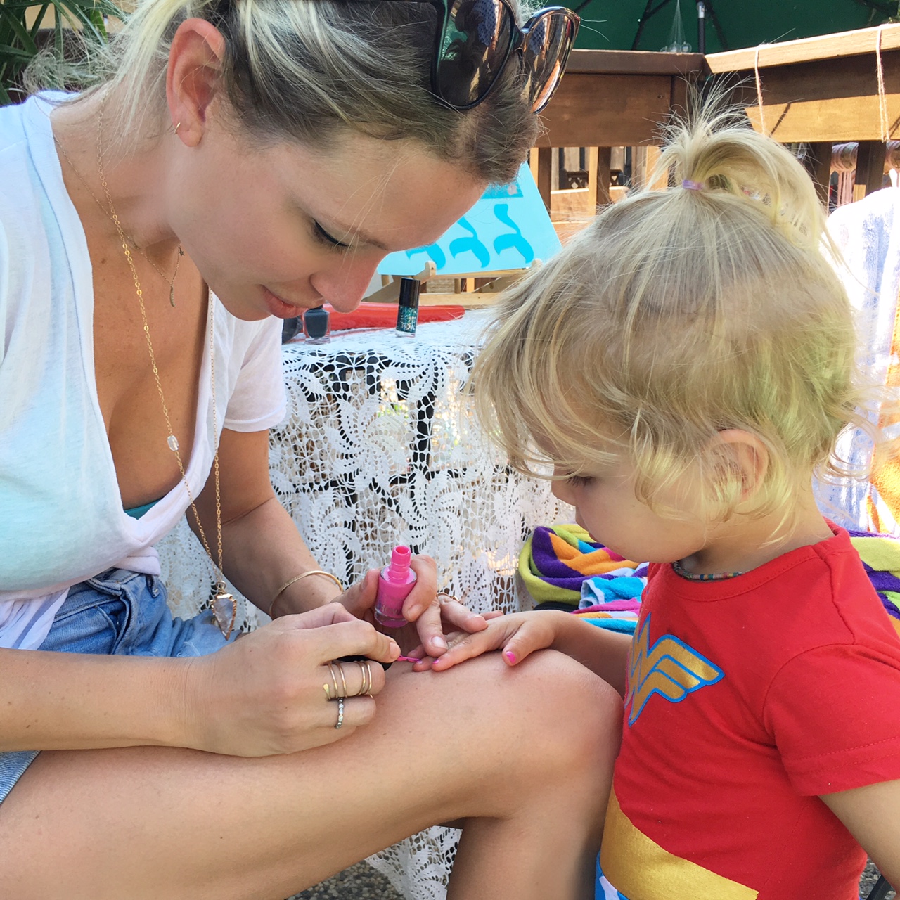 painting little girl's nails