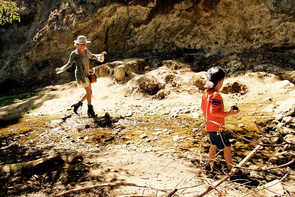 crossing a river in san jose state park