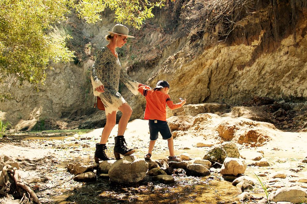 crossing a river in a state park