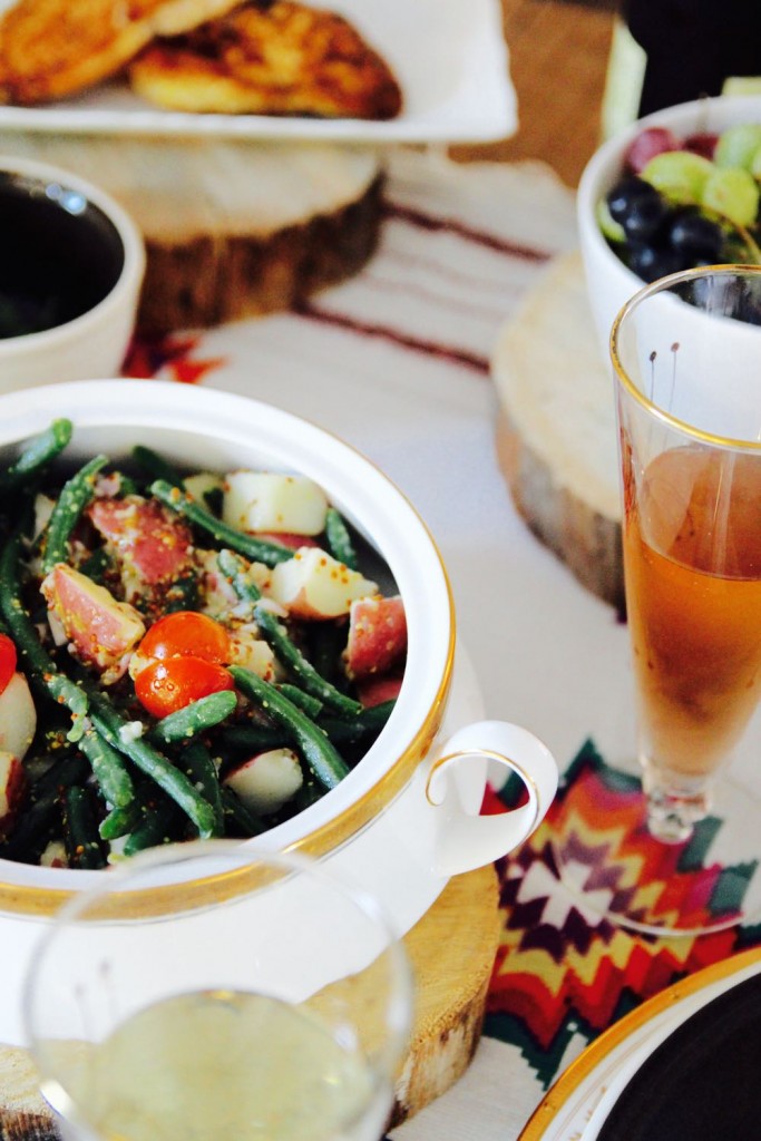 potato, green bean, tomato and mustard salad