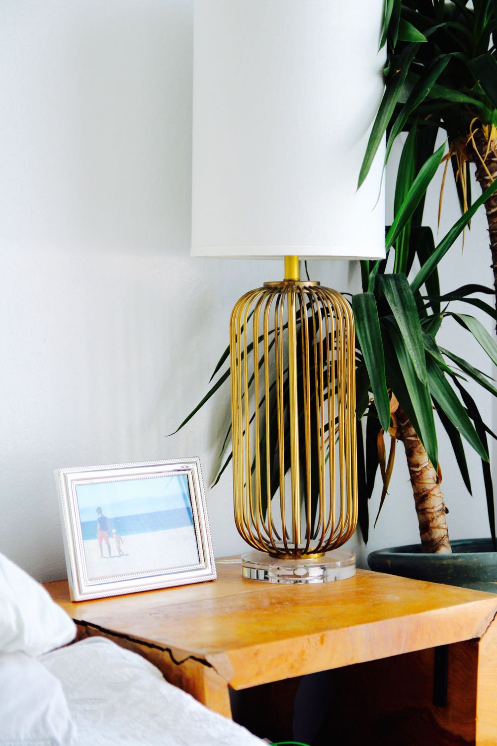 Bedside table with Lulu & Georgia midcentury lamp