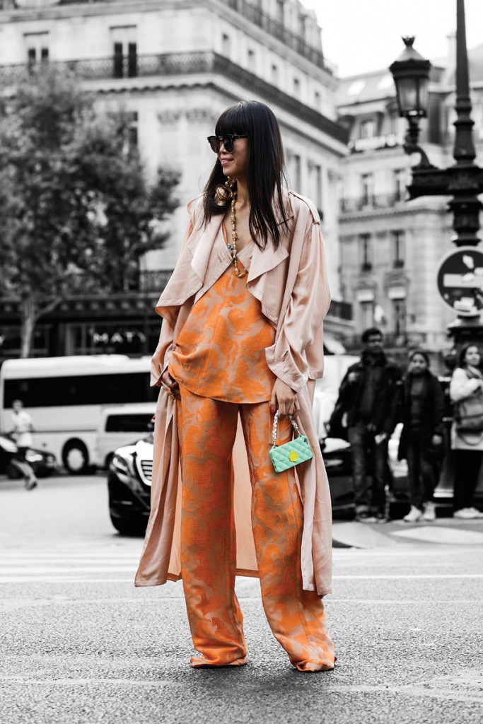 gorgeous high fashion pajama set to wear outside