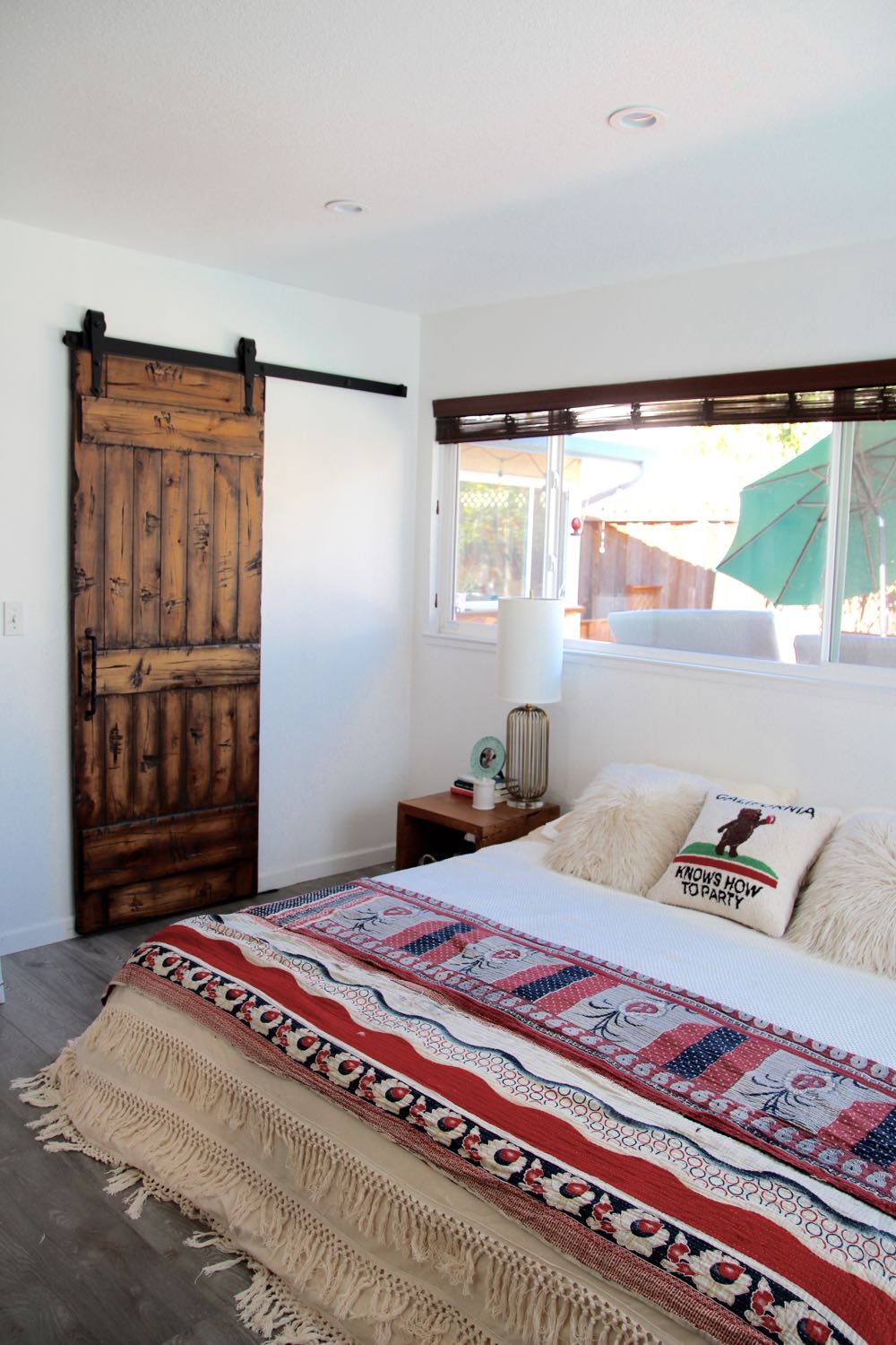 Vintage kantha throw used as a bedspread