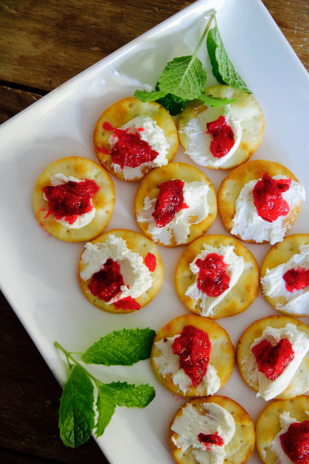 orange cranberry crackers with cream cheese