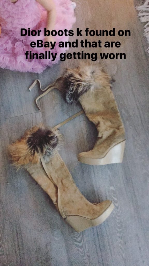 suede and fur wedge dior boots from ebay