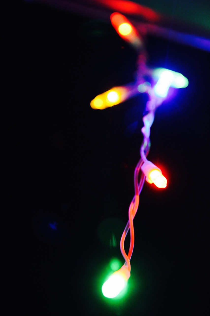 christmas lights close up rainbow