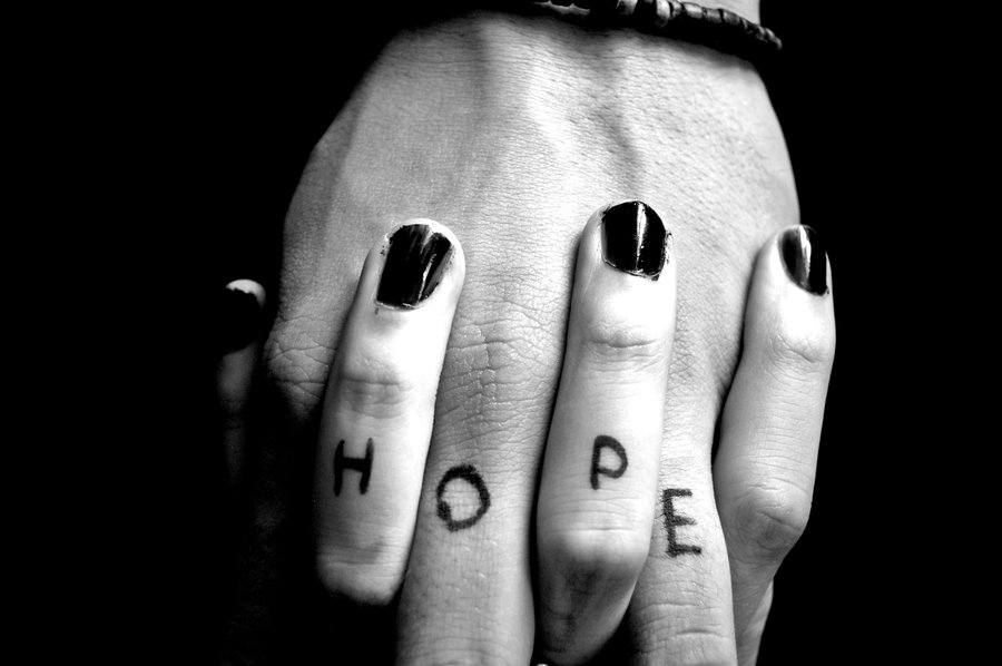 hope tattoo on hands