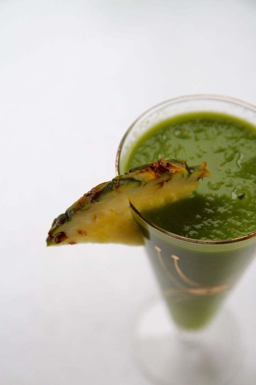 great tasting green juice with pineapple and cactus