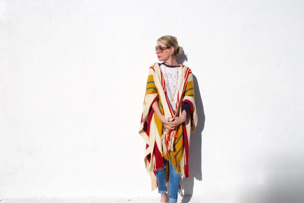 free people striped fringe kimono poncho