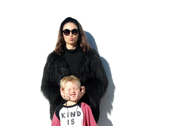 oversize black fuzzy coat