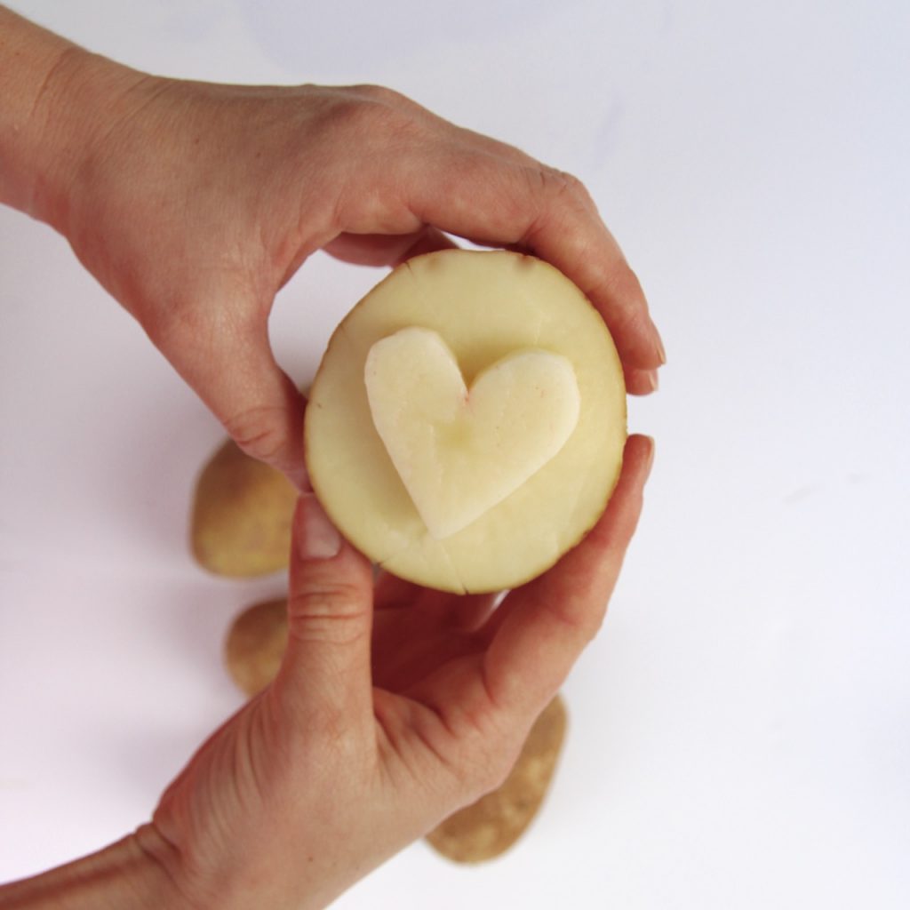 how to make easy potato stamp valentines for kids