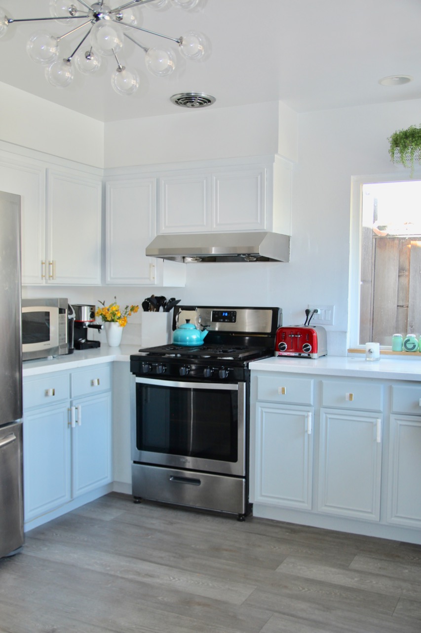 how to inexpensively update dark wood cabinets