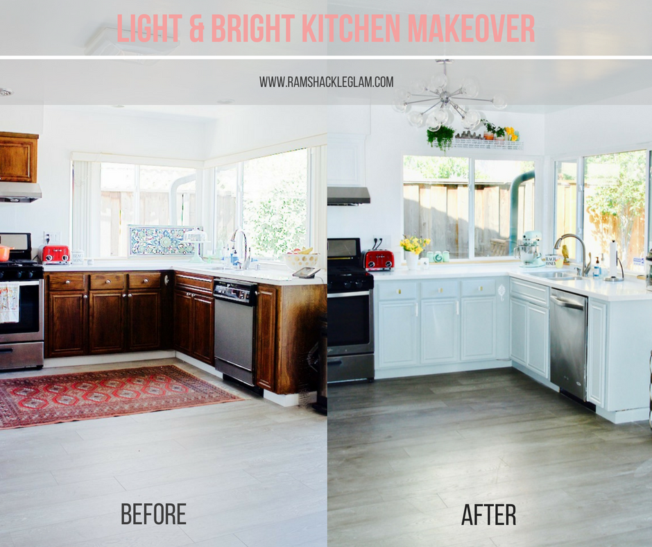 how to inexpensively update dark wood cabinets