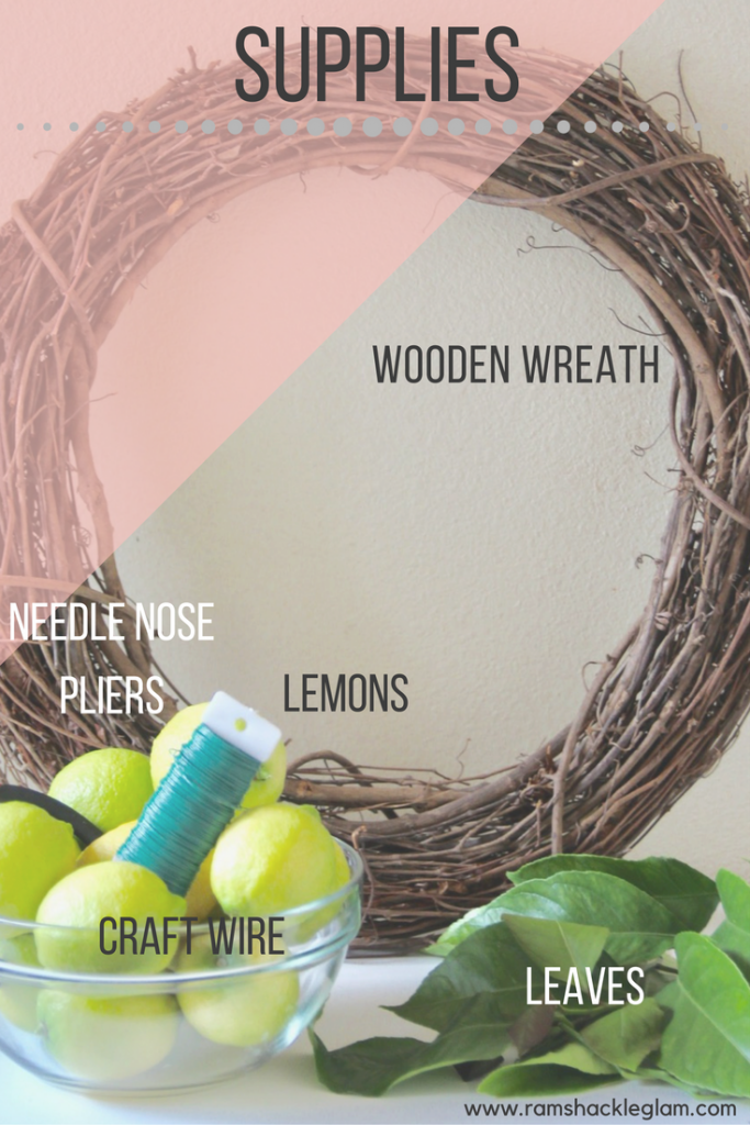 what you need to make a lemon and leaf wreath for spring