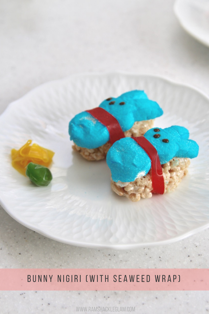 how to make peep sushi or peepshi with Rice Krispies treats